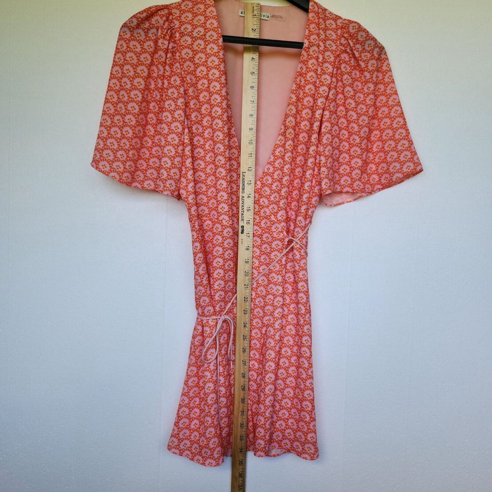 Alice + Olivia Sandra Floral Wrap Mini Dress Stamp English Rose 4 Beachwear - Picture 8 of 10